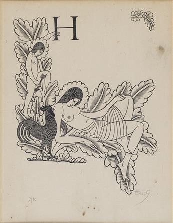 GILL, ERIC. Initial Letter H and Venus and Cupid with the Golden Cockerel * Initials H and O with Venus Modestly Holding Spray / Cupid